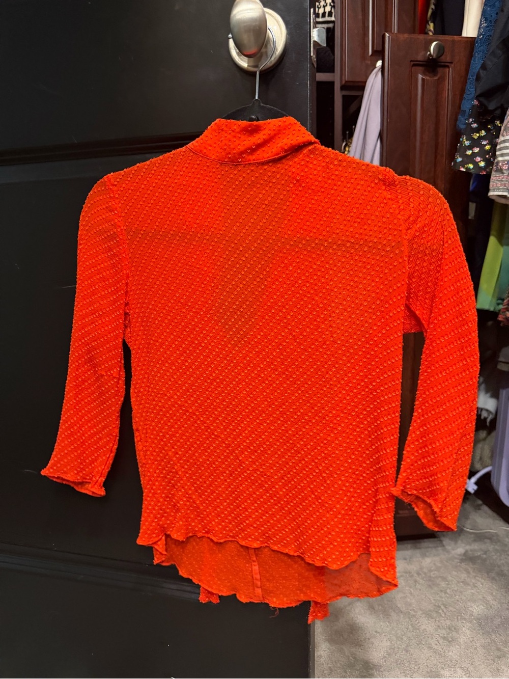 Women’s Red Textured Long-Sleeve Top
